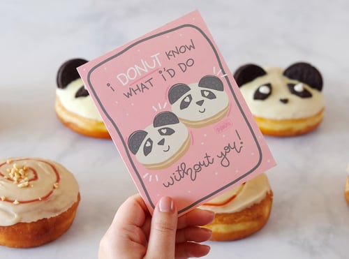 Image of Panda Donut Valentine's Day Card