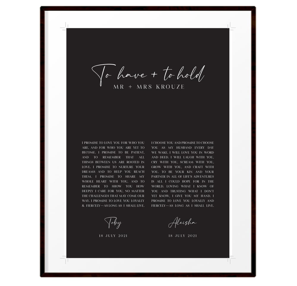 Image of Personalised wedding vows print