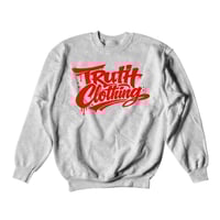 “Graffiti Truth” Crewneck | Heather Grey/Red