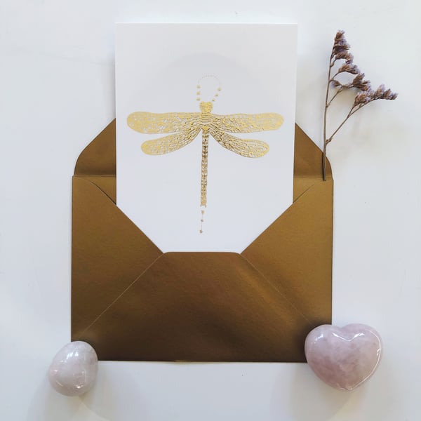 Image of  Greeting Card *Gold Dragonfly*
