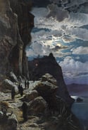 Hermann Corrodi "The monks of Mount Athos walking to dawn prayers" poster