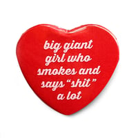 Image 1 of Big Giant Girl - Heart Shaped Button/ Magnet