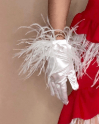 Image 4 of Ostrich Feather Satin Gloves