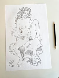 Image 1 of SMOKING DEVIL GIRL original sketch