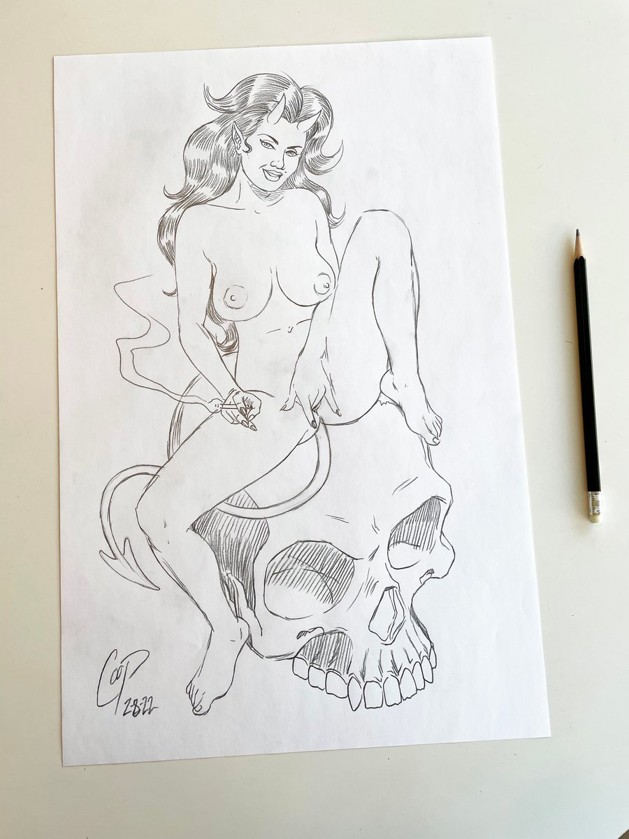 Image of SMOKING DEVIL GIRL original sketch