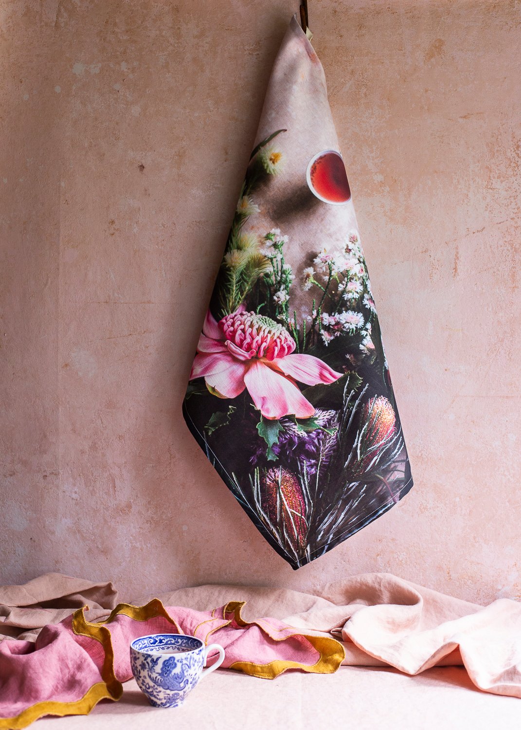 Image of Australian Blooms & Tea &mdash; Tea Towel