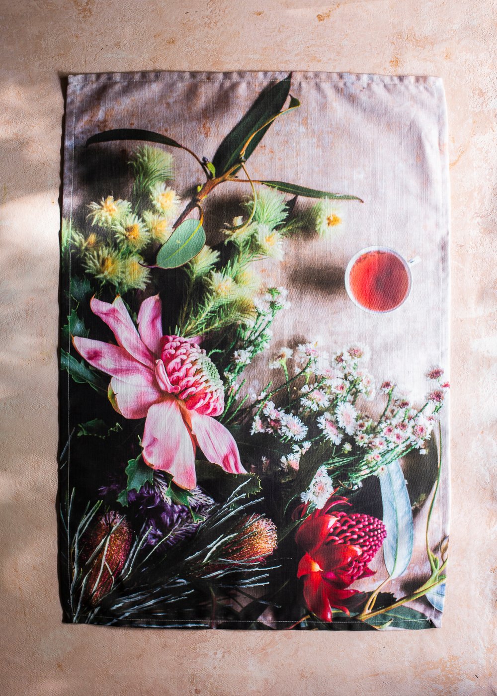 Image of Australian Blooms & Tea &mdash; Tea Towel