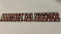 Image 1 of DARK RED MINITRUCK ERA MAGAZINE 11 1/2" DECAL 