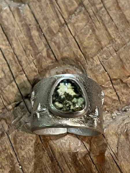 Image of Tufa Cast Cross Damale Variscite Ring