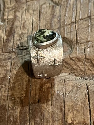 Image of Tufa Cast Cross Damale Variscite Ring