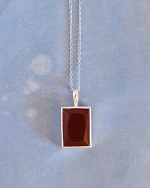 Image of Red Carnelian radian cut silver necklace