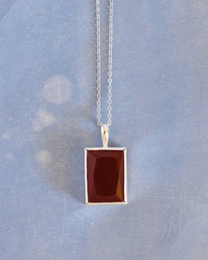 Image of Red Carnelian radiant cut silver necklace