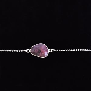 Image of Ruby Zoisite faceted cut mixed shape silver chain bracelet
