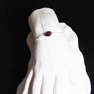 Image of Ruby Zoisite faceted cut mixed shape silver chain bracelet