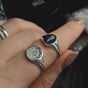 Image of Carved Sun signet ring Sterling Silver