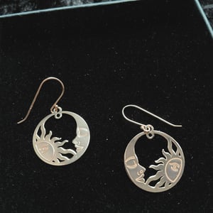Image of Rose Gold Sun and Moon Sterling Silver drop earrings