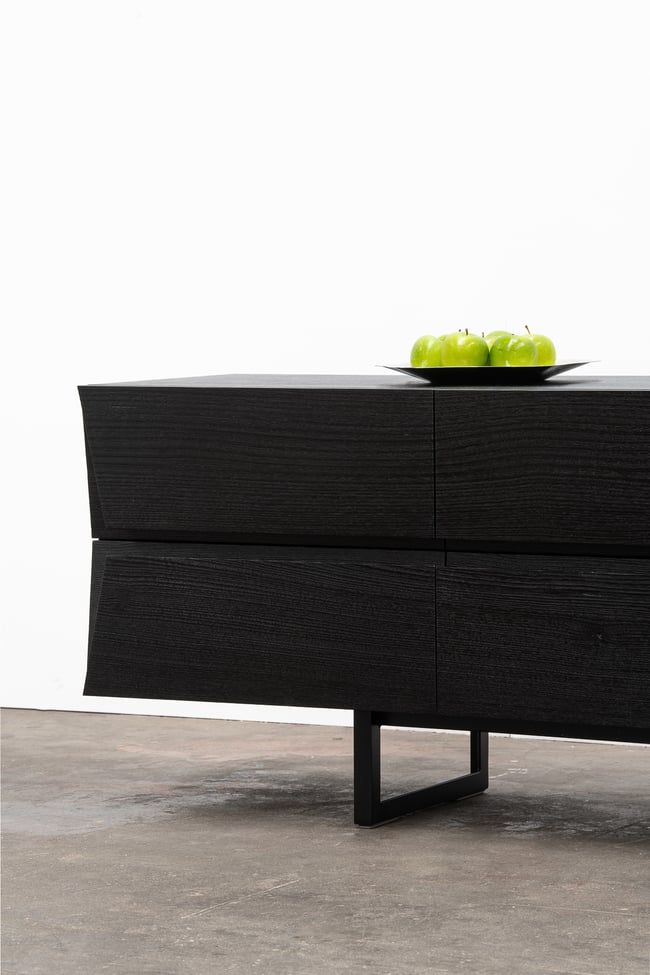 CLIPPED WING SIDEBOARD IN TORCHED TASMANIAN OAK