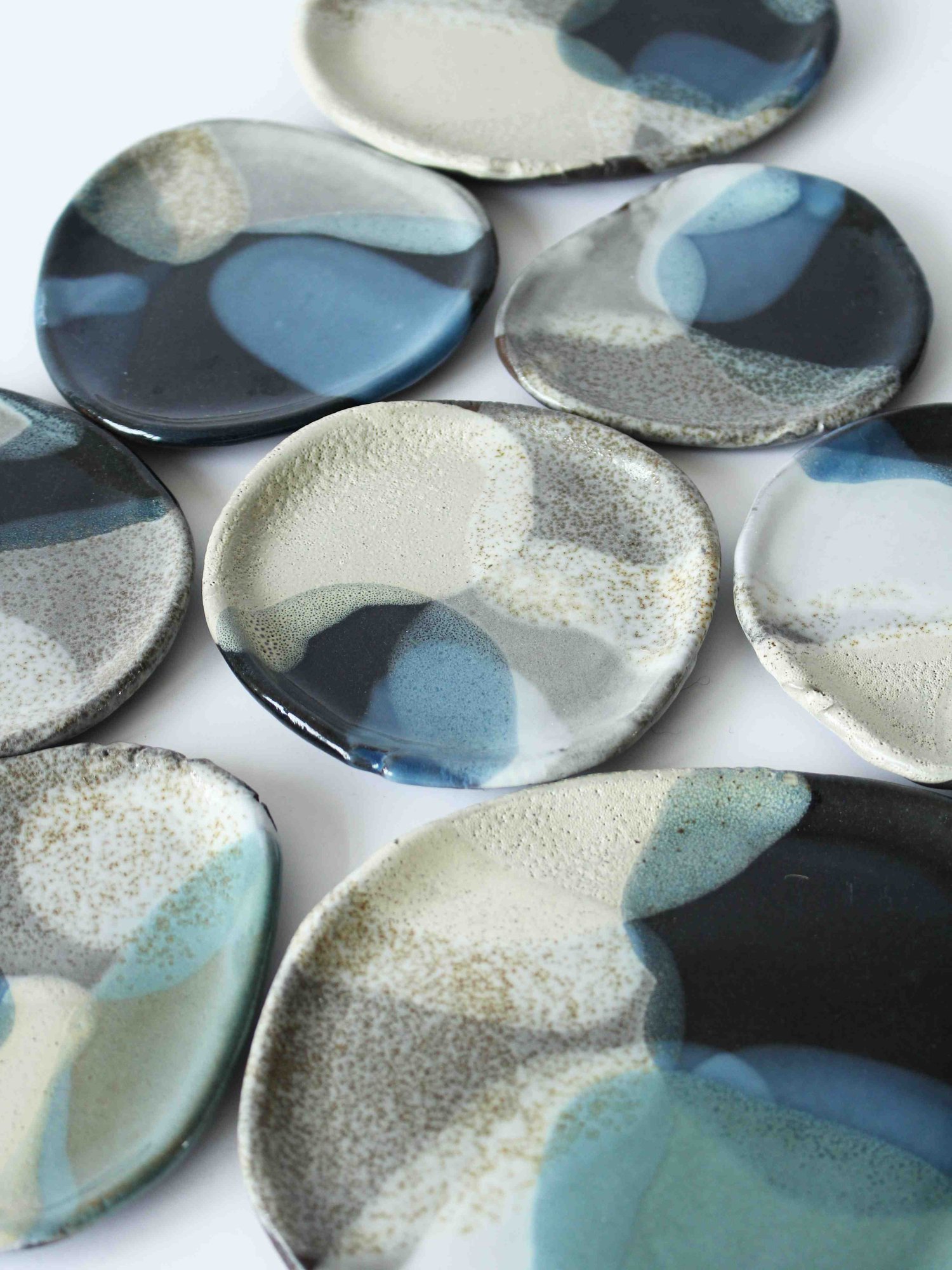 Image of Plate - Blue Pour Patterning No. 6