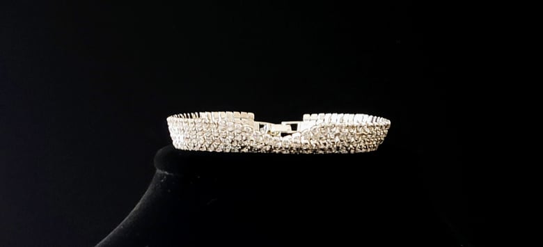 Image of Rhinestone & Silver Criss-cross Bracelet 