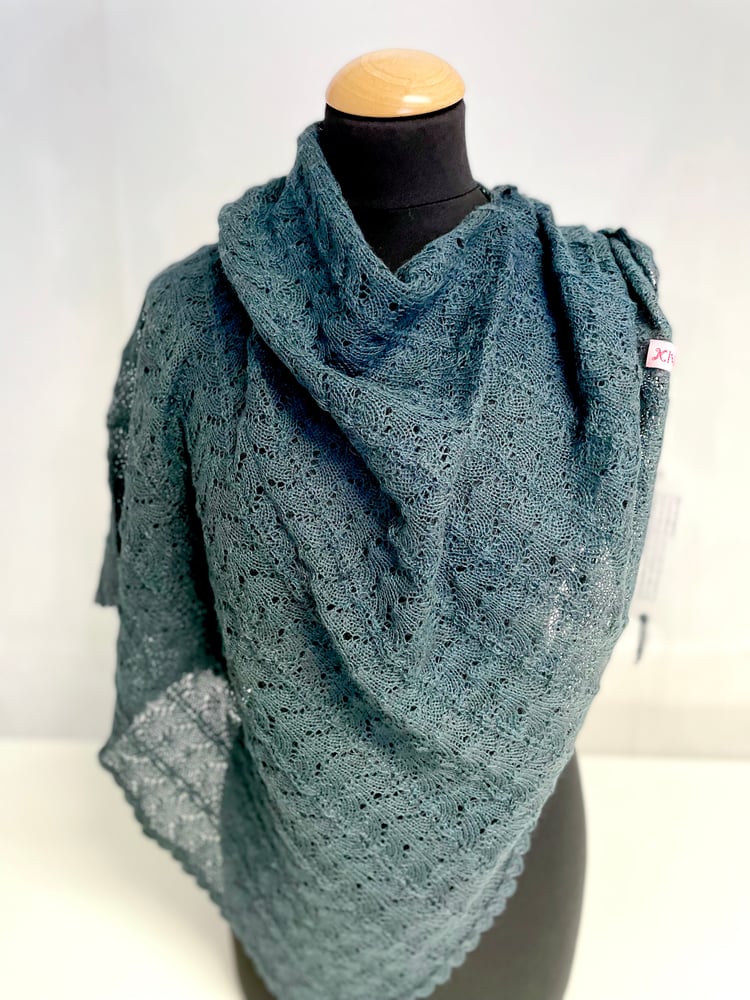 Image of Laced knitted poncho Thunder Blue 