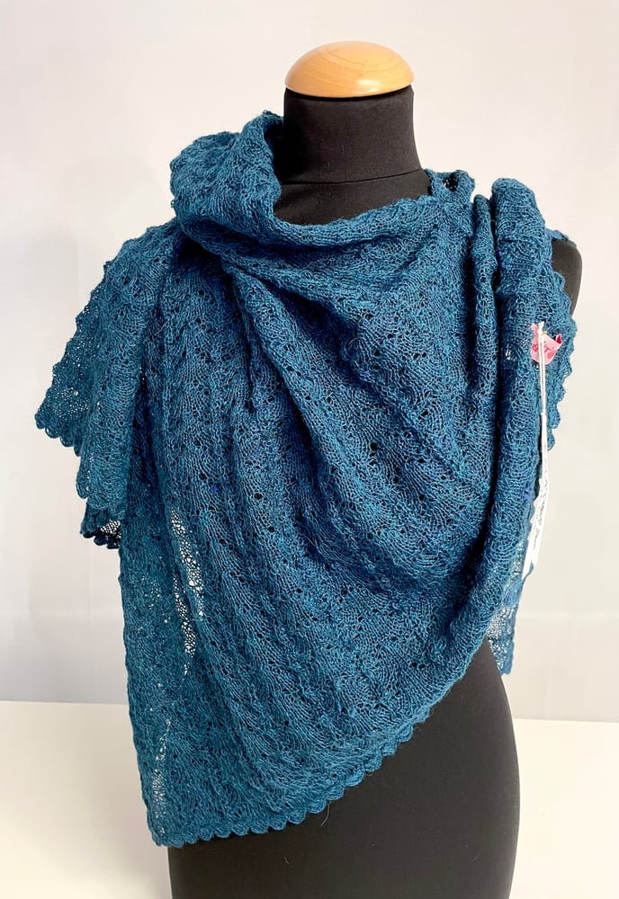Image of Laced knitted poncho Ocean Melange
