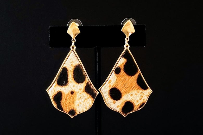 Image of Leopard Mohair Pierced Earrings 