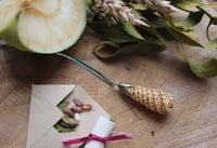 Image 1 of Fertility and Abundance amulet with mistletoe leaves and apple seeds