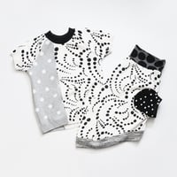 Image 3 of black and white gray polka dot dots baseball short sleeve 6/6x courtneycourtney shirt top sweater