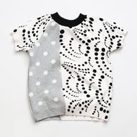 Image 1 of black and white gray polka dot dots baseball short sleeve 6/6x courtneycourtney shirt top sweater