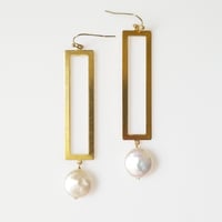 Image 2 of Geometric Pearl Earrings