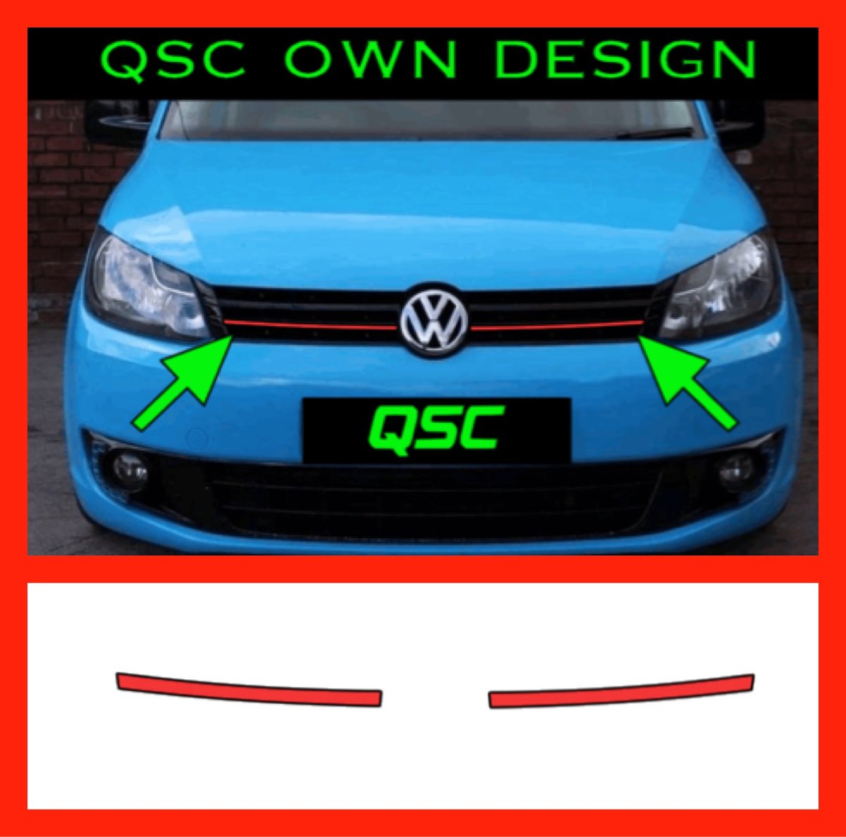 X2 Vw Caddy Mk3 facelift Front grill colour change overlay sticker ...