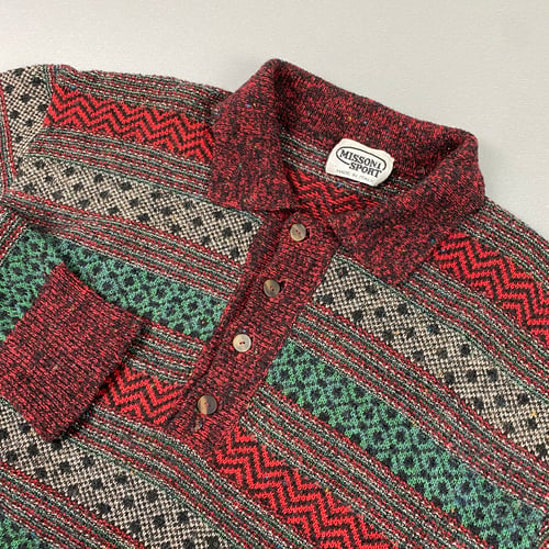 Image of Missoni Sport 1/4 button up polo shirt, size large