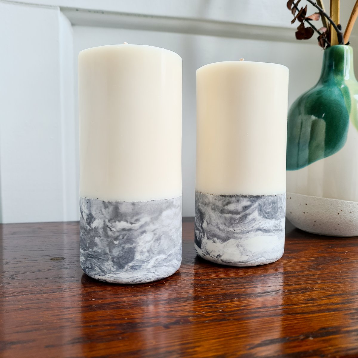 Marble Concrete Candle - Grey & White