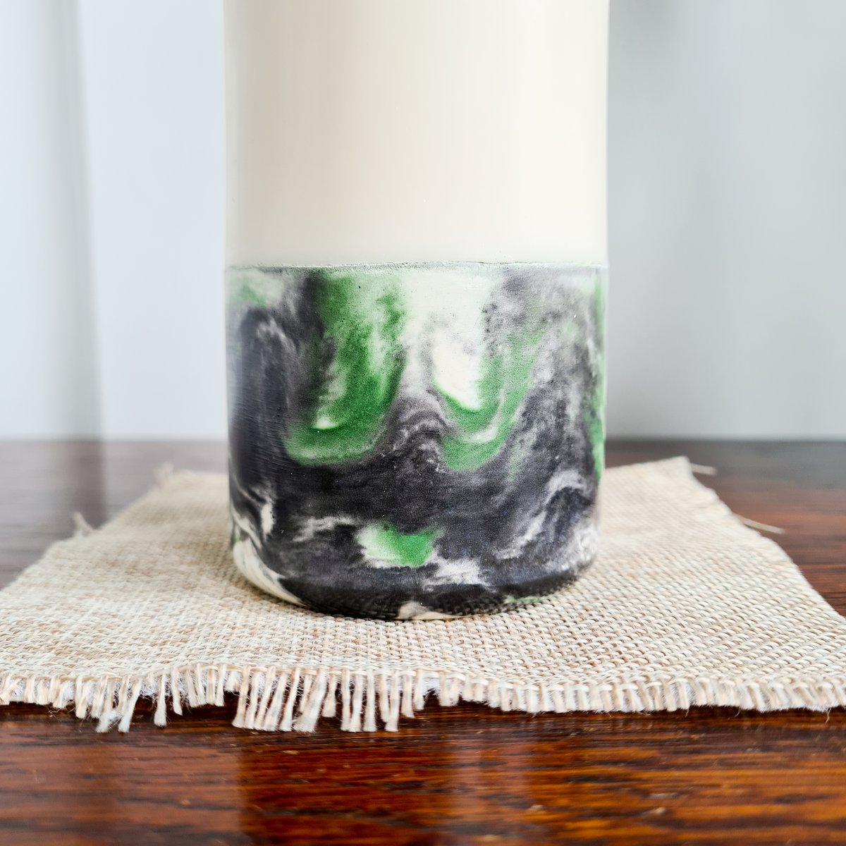 Marble Concrete Candle - Black & Green