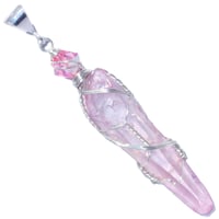 Image 1 of Pastel Pink Aura Quartz Laser Crystal Pendant with Glyph Markings