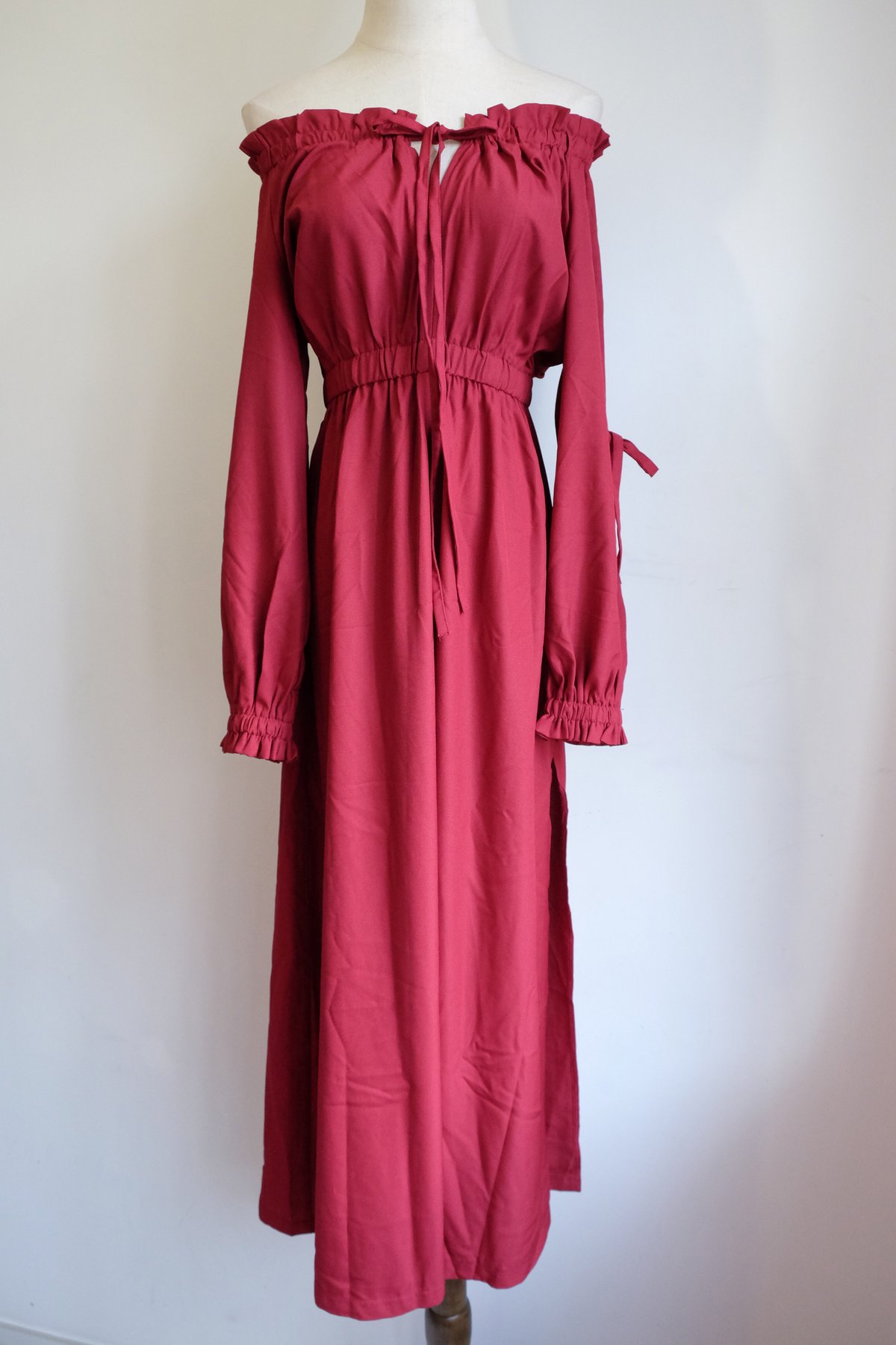Image of SAMPLE SALE - Unreleased Montana Tied Up Off Shoulder Dress Ruby