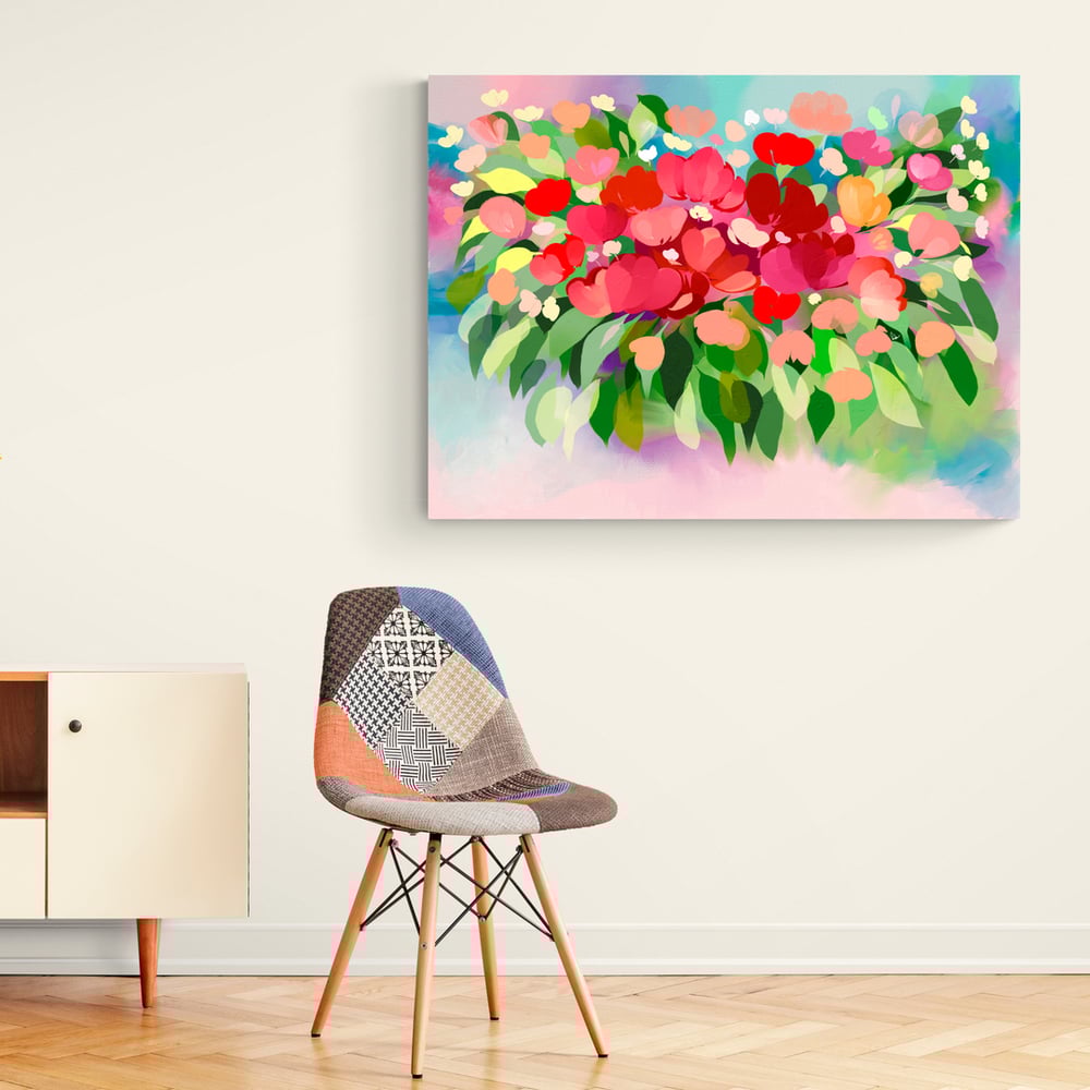Abstract Colourful Flowers - Artwork - Canvas Print