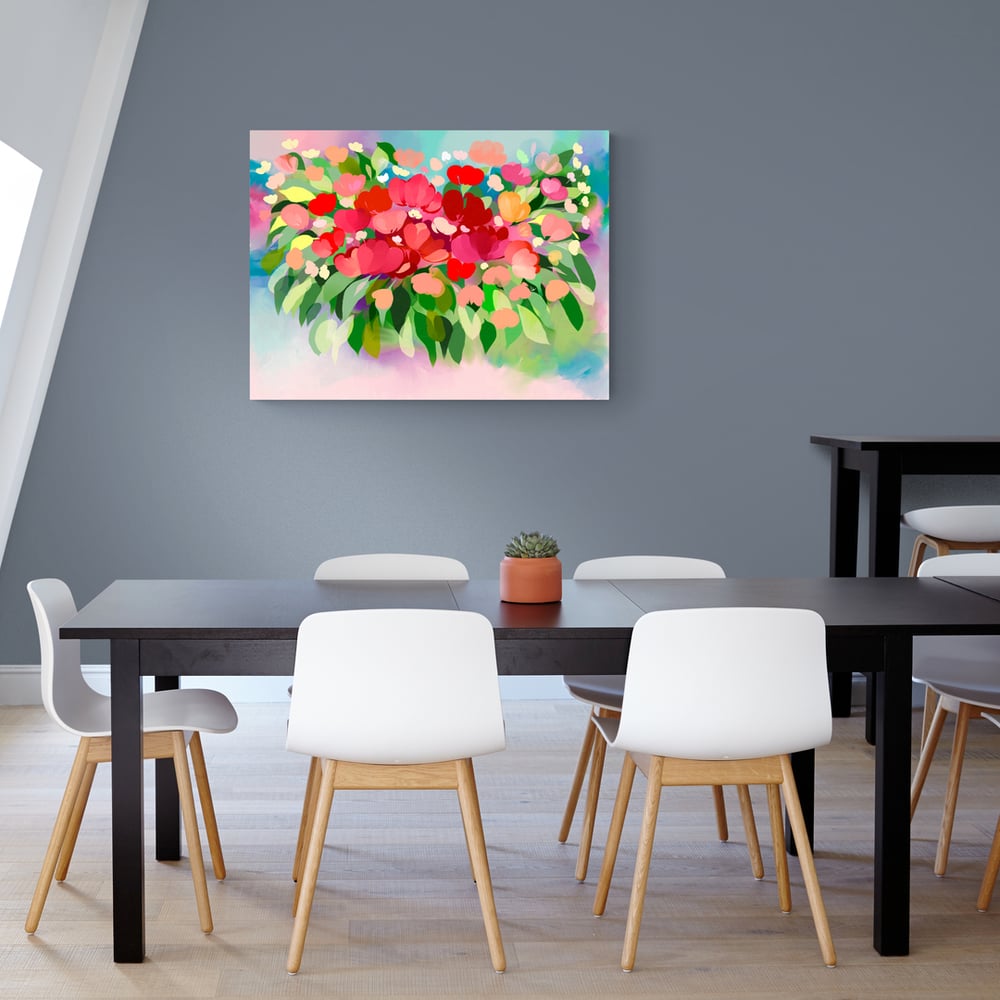 Abstract Colourful Flowers - Artwork - Canvas Print