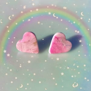 watercolor heart studs 💕