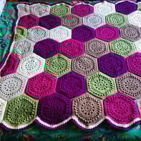 Image 3 of Large Crocheted Hexagon  Blanket 