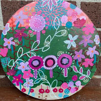 Image 2 of Fuschia Blooms Artwork on Timber HALF PRICE