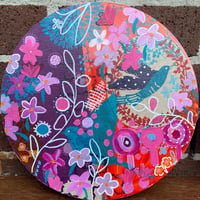 Image 3 of Fuschia Blooms Artwork on Timber HALF PRICE