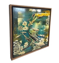 Image 2 of Original Canvas - Koi with Monochrome/Blue/Yellow - 60cm x 60cm