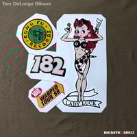 Image 2 of Tom DeLonge guitar stickers Les Paul decal replica Lady Luck, Kung Fu records, Blink-182