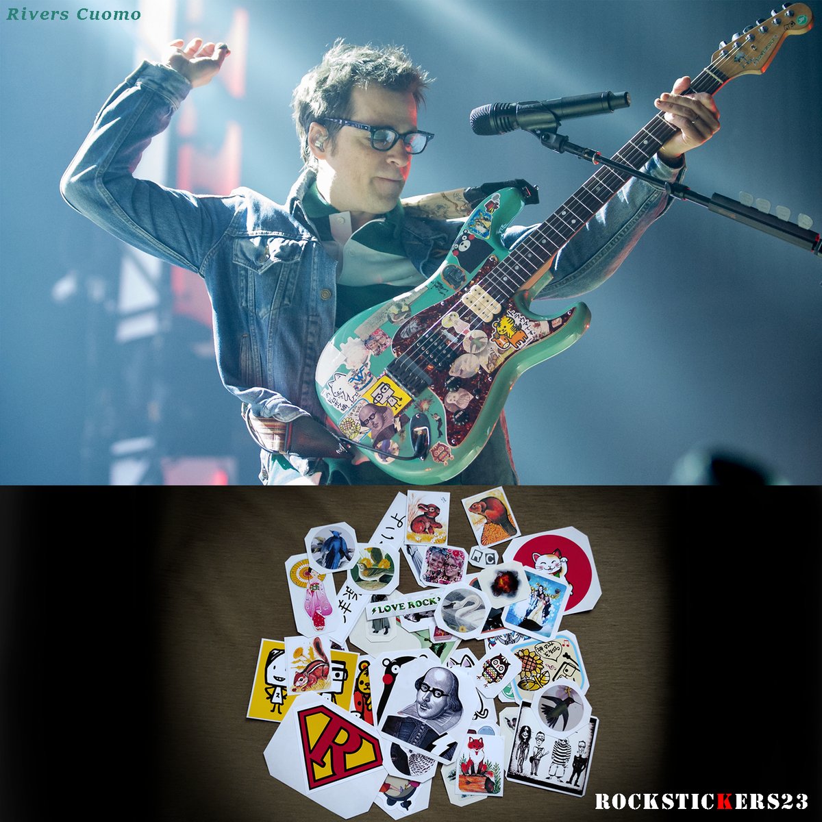 Rivers Cuomo guitar stickers Seafoam Green Weezer Cuomocaster Satsuki