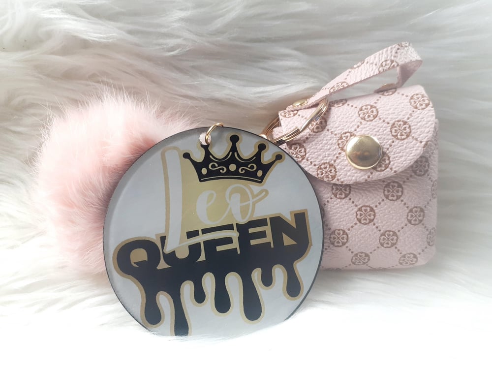 Image of Leo Queen Key Chain, Pom Pom, Decor Coin Case Bag Charm