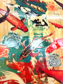 Original Canvas - Koi with Turquoise/Cadmium Orange - 36" x 48"