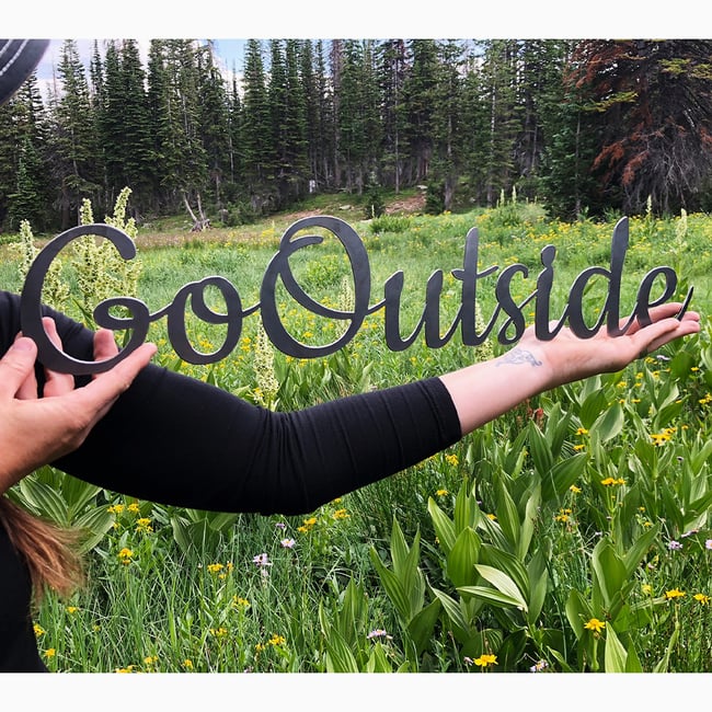 Go Outside Recycled Raw Steel Sign