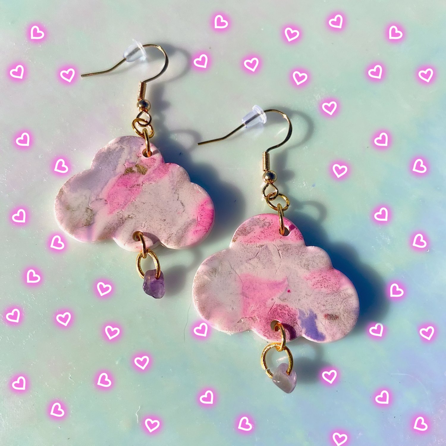 watercolor up in the clouds dangle earrings 