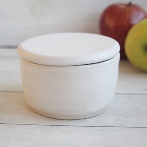 Image of Rustic Modern Matte White Covered Jar, Handmade Pottery Crock, Storage Jar, Made in USA